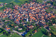 Village view from the east with St. Margareta Church in Großbardorf in the state Bavaria, Germany