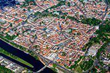Aerial view of Old Town area and city center in Schweinfurt in the state Bavaria, Germany