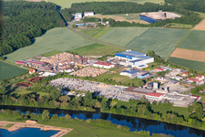 Industrial estate and company settlement with Hochrein Beton GmbH and Saegewerk Reitz GmbH in Wonfurt in the state Bavaria, Germany