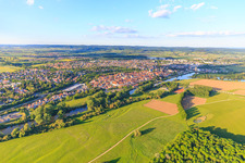 City view of the old town beyond the Main from the west in Haßfurt in the state Bavaria, Germany