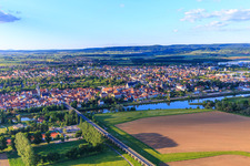 Main flood bridge to the Main bridge to the old town in Haßfurt in the state Bavaria, Germany