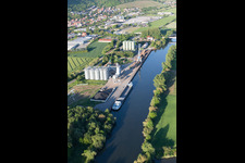 Aerial view of Schmachtenberg industrial area in Zeil am Main in the state Bavaria, Germany