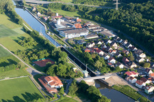 Aerial view of Main Lock in the district Limbach in Eltmann in the state Bavaria, Germany