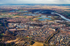 Aerial view of City view from the southeast in Speyer in the state Rhineland-Palatinate, Germany