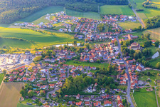 Aerial view of View of the town from the south in Rentweinsdorf in the state Bavaria, Germany