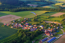 Village view from the southwest in the district Losbergsgereuth in Rentweinsdorf in the state Bavaria, Germany