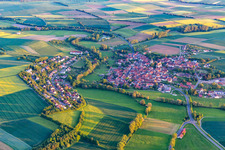 From the north in the district Rügheim in Hofheim in Unterfranken in the state Bavaria, Germany