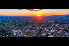 Sunset over the city in Schweinfurt in the state Bavaria, Germany