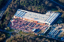 Aerial photograpy of BAUHAUS Speyer in Speyer in the state Rhineland-Palatinate, Germany
