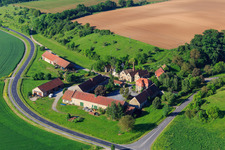 Farmstead in the Mainauen in the district Theilheim in Waigolshausen in the state Bavaria, Germany