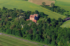 Klingenberg Castle in Wipfeld in the state Bavaria, Germany from above