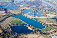 Aerial view of Steinhäuserwühlsee and Wammsee in the district Ludwigshof in Speyer in the state Rhineland-Palatinate, Germany