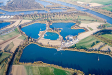 Aerial photograpy of Steinhäuserwühlsee and Wammsee in the district Ludwigshof in Speyer in the state Rhineland-Palatinate, Germany