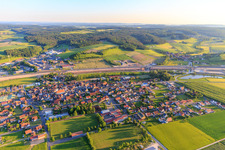 View from the north in front of the motorway construction site on the A3 in Geiselwind in the state Bavaria, Germany