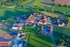 Village view in the Ebrachtal from the north with Kirchner Transporte in the district Kappel in Burgwindheim in the state Bavaria, Germany