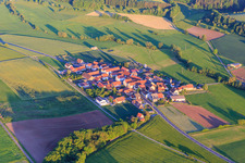 Aerial view of Village view in the Ebrachtal from the northwest in the district Kötsch in Burgwindheim in the state Bavaria, Germany