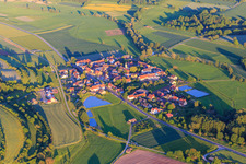 Village view in the Ebrachtal from the northwest in the district Mönchherrnsdorf in Burgebrach in the state Bavaria, Germany