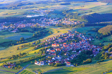 Aerial view of Village overview from the southwest in the district Dankenfeld in Oberaurach in the state Bavaria, Germany