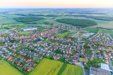 Overview of the town from the northeast in Grettstadt in the state Bavaria, Germany