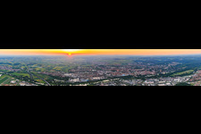 Panorama of the city on the Main at sunset in Schweinfurt in the state Bavaria, Germany
