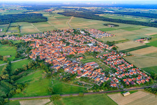 Aerial view of View of the town from the northwest in Steinweiler in the state Rhineland-Palatinate, Germany