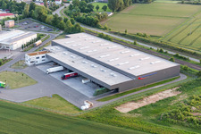 Aerial photograpy of Warehouses and forwarding building of Eichenlaub Logistik GmbH in Rohrbach in the state Rhineland-Palatinate, Germany