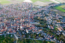 Town View of the streets and houses of the residential areas in Waldsee in the state Rhineland-Palatinate, Germany from above