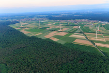 Hatzenbühler wind farm after completion in Herxheim bei Landau in the state Rhineland-Palatinate, Germany