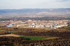 Rhine harbor from the southwest in the district Rheinau in Mannheim in the state Baden-Wuerttemberg, Germany