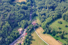 Aerial view of Place of the first European unification in the district Sankt Germanshof in Bobenthal in the state Rhineland-Palatinate, Germany
