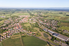Aerial photograpy of Kutzenhausen in the state Bas-Rhin, France