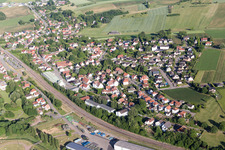 Kutzenhausen in the state Bas-Rhin, France from above