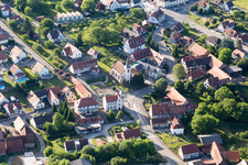 Aerial view of Village view in Merkwiller-Pechelbronn in the state Bas-Rhin, France