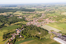 Town View of the streets and houses of the residential areas in Merkwiller-Pechelbronn in Grand Est, France
