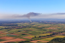 Major fire seen from Lustadt in Speyer in the state Rhineland-Palatinate, Germany