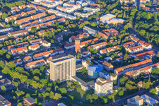 Office tower of the German Pension Insurance Rhineland-Palatinate - main location and water tower Speyer in Speyer in the state Rhineland-Palatinate, Germany