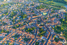 City overview with Kronenwerkstraße in Philippsburg in the state Baden-Wuerttemberg, Germany