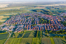 Aerial view of Village view in the district Russheim in Dettenheim in the state Baden-Wurttemberg, Germany