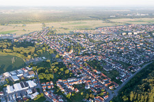 Aerial view of District Hochstetten in Linkenheim-Hochstetten in the state Baden-Wuerttemberg, Germany