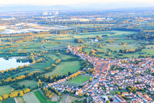 Aerial view of Ludwigstraße to Luitpoldstraße / Hinterstädel from the north in Jockgrim in the state Rhineland-Palatinate, Germany