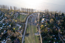 Haus zum Zander and boat dock on the Neuhofender Altrhein in Altrip in the state Rhineland-Palatinate, Germany