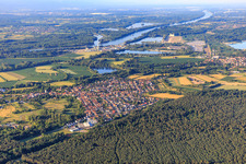 Overview of the towns from the Bienwald to the Rhine from the north in Berg in the state Rhineland-Palatinate, Germany