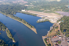 Harbor in Lauterbourg in the state Bas-Rhin, France from above