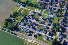 New development area Im Holderbusch from the north in Minfeld in the state Rhineland-Palatinate, Germany