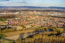 View of the town from the west in Altrip in the state Rhineland-Palatinate, Germany