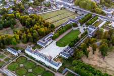 Oblique view of Building complex in the park of the castle Chateau de Menars on the Loire river in Menars in Centre-Val de Loire, France