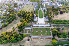 Building complex in the park of the castle Chateau de Menars on the Loire river in Menars in Centre-Val de Loire, France from above
