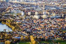 District from the south in the district Neckarau in Mannheim in the state Baden-Wuerttemberg, Germany