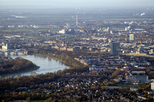 Town on the banks of the river of the Rhine river in the district Lindenhof in Mannheim in the state Baden-Wurttemberg