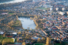 Aerial photograpy of Stollenwörthweier in the district Niederfeld in Mannheim in the state Baden-Wuerttemberg, Germany